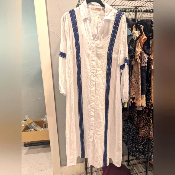 Soft Surroundings White and Blue Dress - Picture 1 of 1